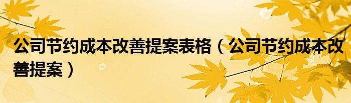 公司节约成本改善提案表格（公司节约成本改善提案）