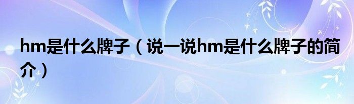 hm是什么牌子（说一说hm是什么牌子的简介）