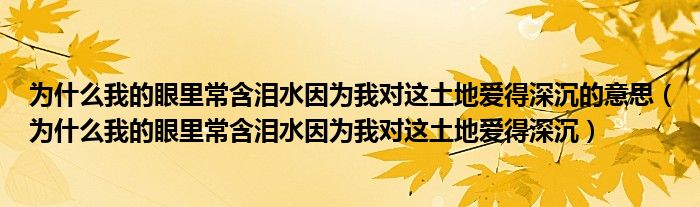 为什么我的眼里常含泪水因为我对这土地爱得深沉的意思（为什么我的眼里常含泪水因为我对这土地爱得深沉）