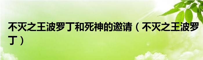 不灭之王波罗丁和死神的邀请（不灭之王波罗丁）