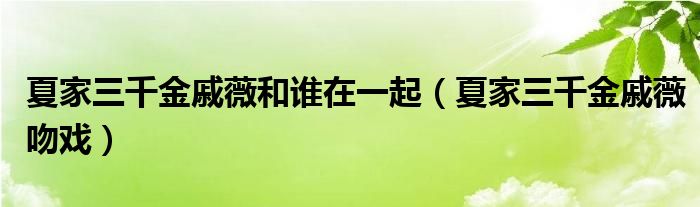 夏家三千金戚薇和谁在一起（夏家三千金戚薇吻戏）