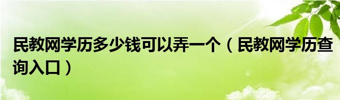 民教网学历多少钱可以弄一个（民教网学历查询入口）