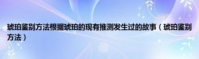 琥珀鉴别方法根据琥珀的现有推测发生过的故事（琥珀鉴别方法）