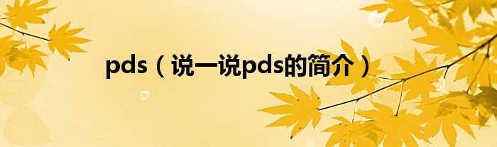 pds（说一说pds的简介）