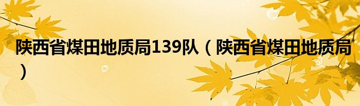 陕西省煤田地质局139队（陕西省煤田地质局）