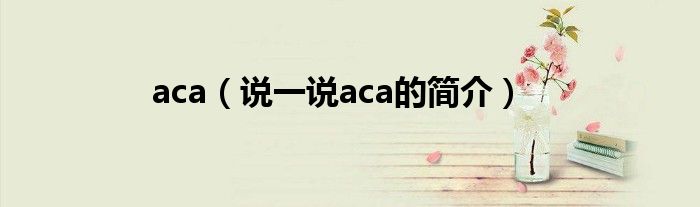 aca（说一说aca的简介）