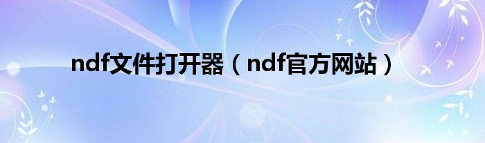 ndf文件打开器（ndf官方网站）