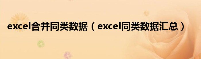 excel合并同类数据（excel同类数据汇总）