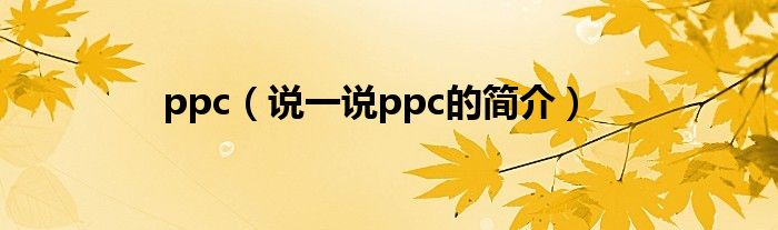 ppc（说一说ppc的简介）