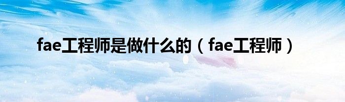 fae工程师是做什么的（fae工程师）