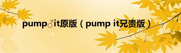 pump♂it原版（pump it兄贵版）