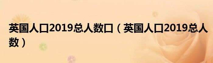 英国人口2019总人数口（英国人口2019总人数）