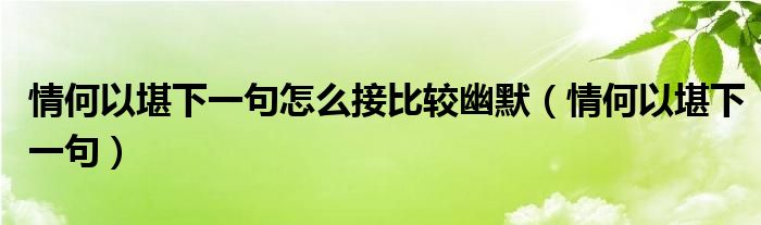 情何以堪下一句怎么接比较幽默（情何以堪下一句）