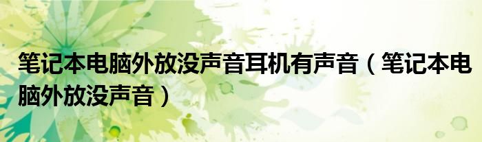 笔记本电脑外放没声音耳机有声音（笔记本电脑外放没声音）