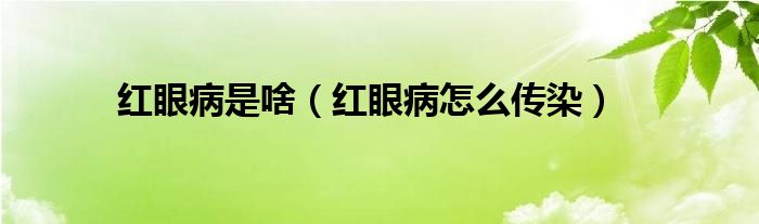 红眼病是啥（红眼病怎么传染）