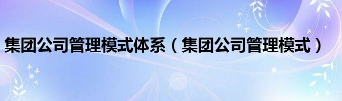 集团公司管理模式体系（集团公司管理模式）