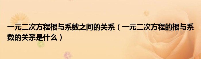 一元二次方程根与系数之间的关系（一元二次方程的根与系数的关系是什么）