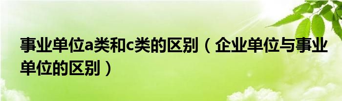 事业单位a类和c类的区别（企业单位与事业单位的区别）