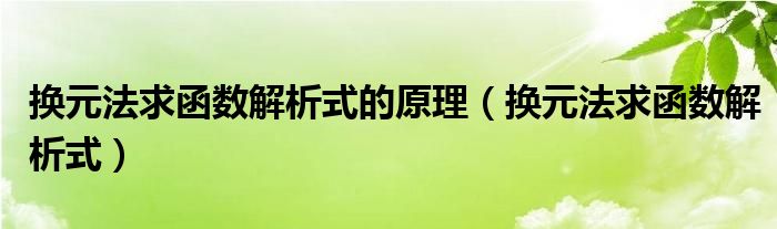 换元法求函数解析式的原理（换元法求函数解析式）