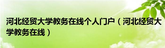 河北经贸大学教务在线个人门户（河北经贸大学教务在线）