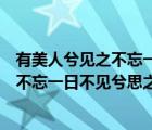 有美人兮见之不忘一日不见兮思之如狂出自（有美人兮见之不忘一日不见兮思之如狂）