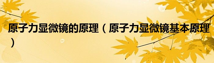 原子力显微镜的原理（原子力显微镜基本原理）