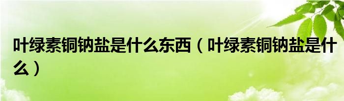 叶绿素铜钠盐是什么东西（叶绿素铜钠盐是什么）