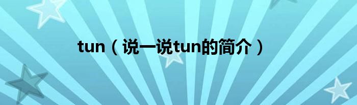 tun（说一说tun的简介）