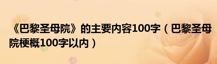 《巴黎圣母院》的主要内容100字（巴黎圣母院梗概100字以内）