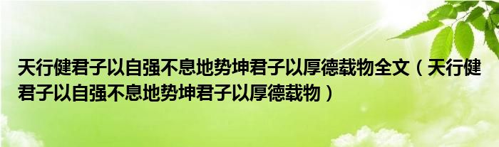 天行健君子以自强不息地势坤君子以厚德载物全文（天行健君子以自强不息地势坤君子以厚德载物）