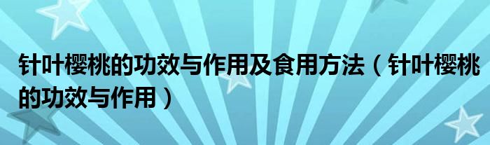 针叶樱桃的功效与作用及食用方法（针叶樱桃的功效与作用）