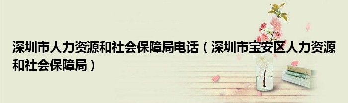 深圳市人力资源和社会保障局电话（深圳市宝安区人力资源和社会保障局）