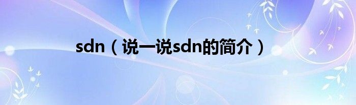 sdn（说一说sdn的简介）