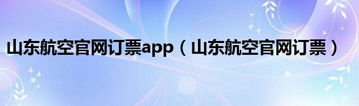 山东航空官网订票app（山东航空官网订票）