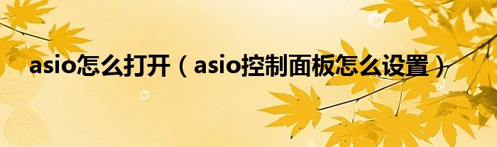 asio怎么打开（asio控制面板怎么设置）