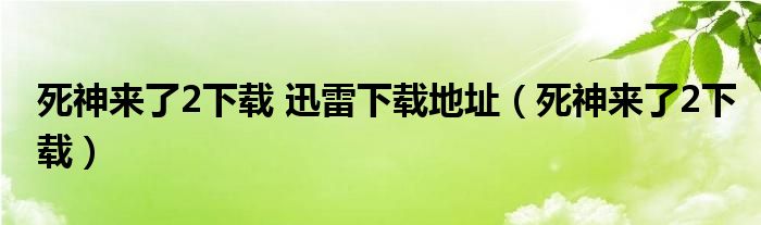 死神来了2下载 迅雷下载地址（死神来了2下载）