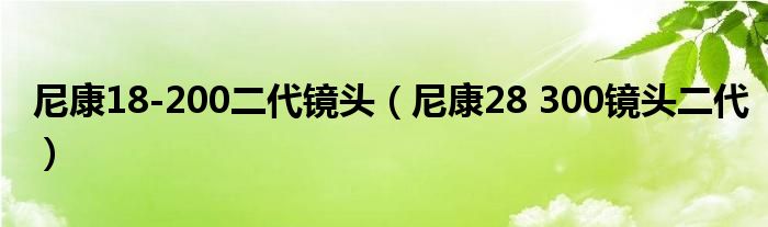 尼康18-200二代镜头（尼康28 300镜头二代）