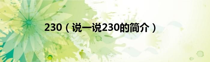 230（说一说230的简介）