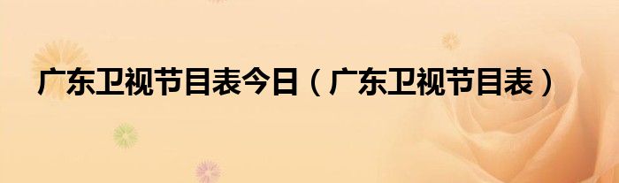 广东卫视节目表今日（广东卫视节目表）