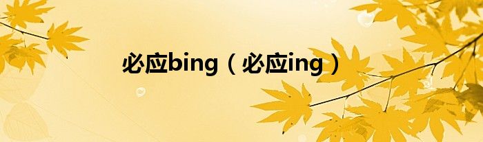 必应bing（必应ing）