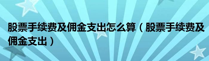 股票手续费及佣金支出怎么算（股票手续费及佣金支出）