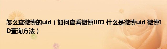 怎么查微博的uid（如何查看微博UID 什么是微博uid 微博ID查询方法）