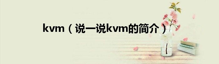 kvm（说一说kvm的简介）