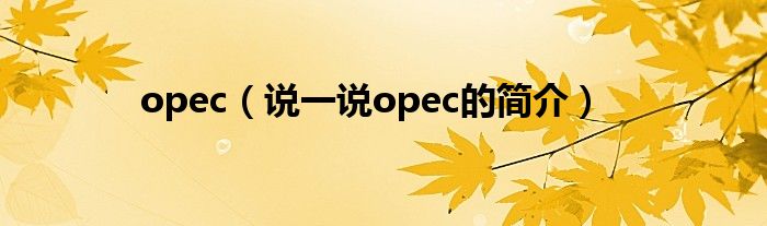 opec（说一说opec的简介）