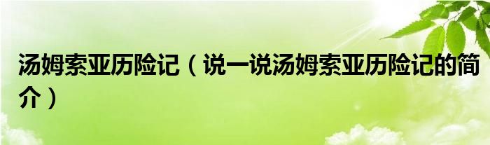 汤姆索亚历险记（说一说汤姆索亚历险记的简介）