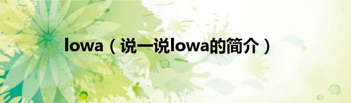 lowa（说一说lowa的简介）