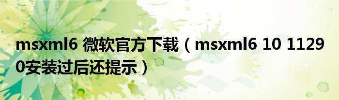 msxml6 微软官方下载（msxml6 10 1129 0安装过后还提示）