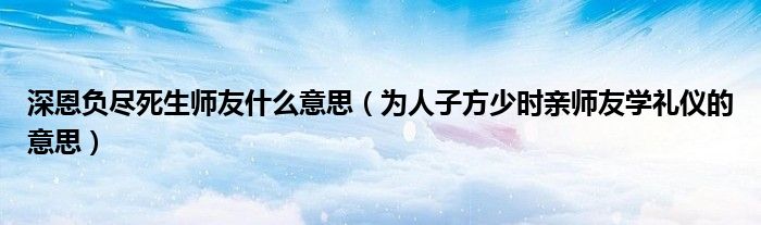 深恩负尽死生师友什么意思（为人子方少时亲师友学礼仪的意思）