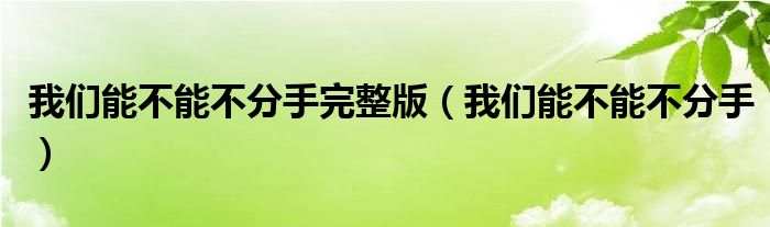 我们能不能不分手完整版（我们能不能不分手）