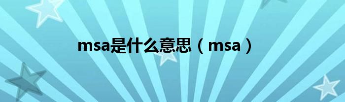 msa是什么意思（msa）